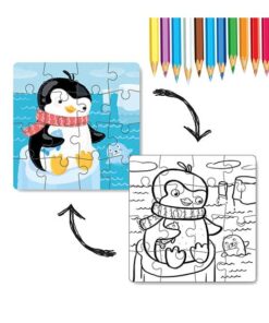 PUZZLE PARA COLOREAR PEQUEÑO PINGÜINO 16 TMX - 2 EN 1 PUZZLE / PINTURA PINGÜINO DO300122