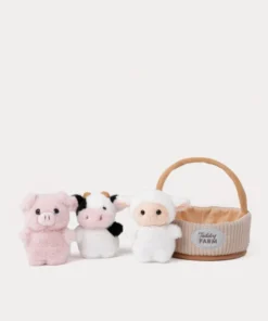 TEDDY FARM GIFT BASKET (ΓΟΥΡΟΥΝΑΚΙ,ΑΓΕΛΑΔΑ,ΠΡΟΒΑΤΑΚΙ) 15cm TK4385