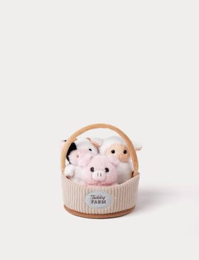 TEDDY FARM GIFT BASKET (ΓΟΥΡΟΥΝΑΚΙ,ΑΓΕΛΑΔΑ,ΠΡΟΒΑΤΑΚΙ) 15cm TK4385 - Image 4